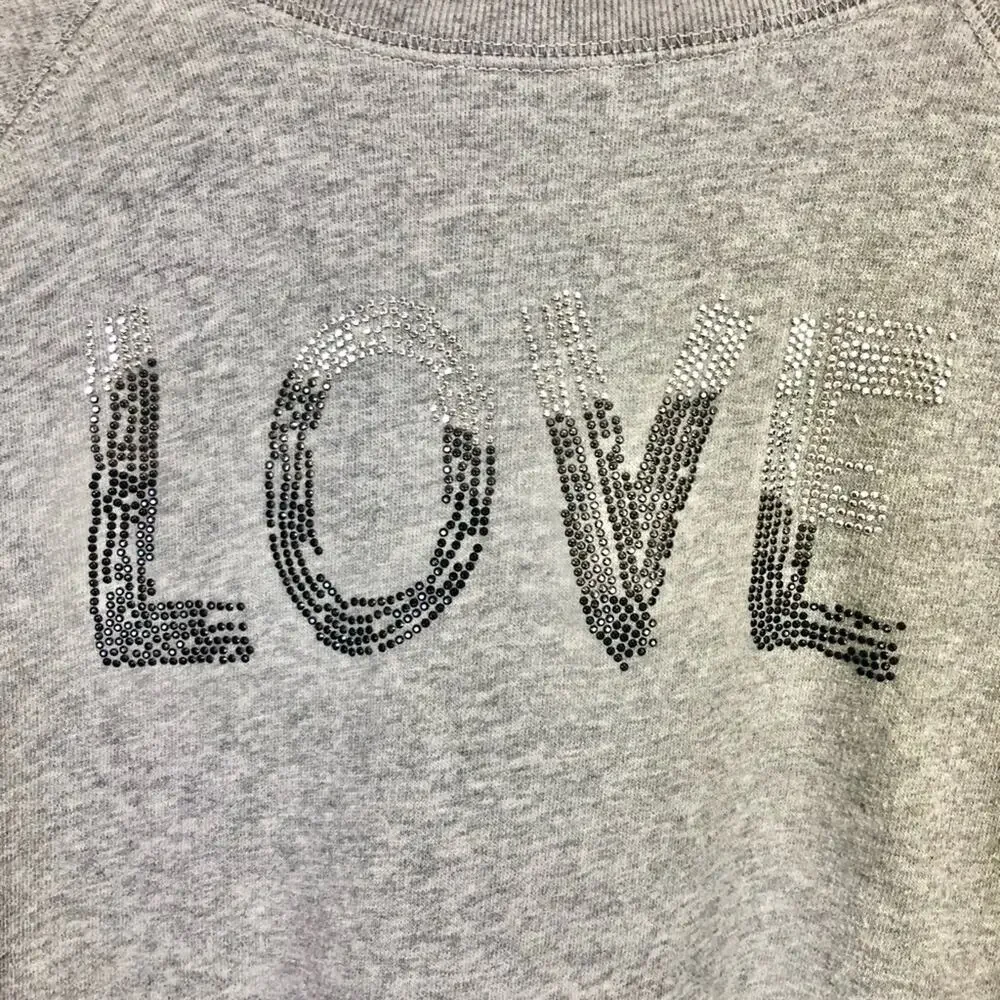 Zadig & Voltaire Love Embellished Cotton Sweatshirt Rhinestone Size Small - Picture 3 of 7